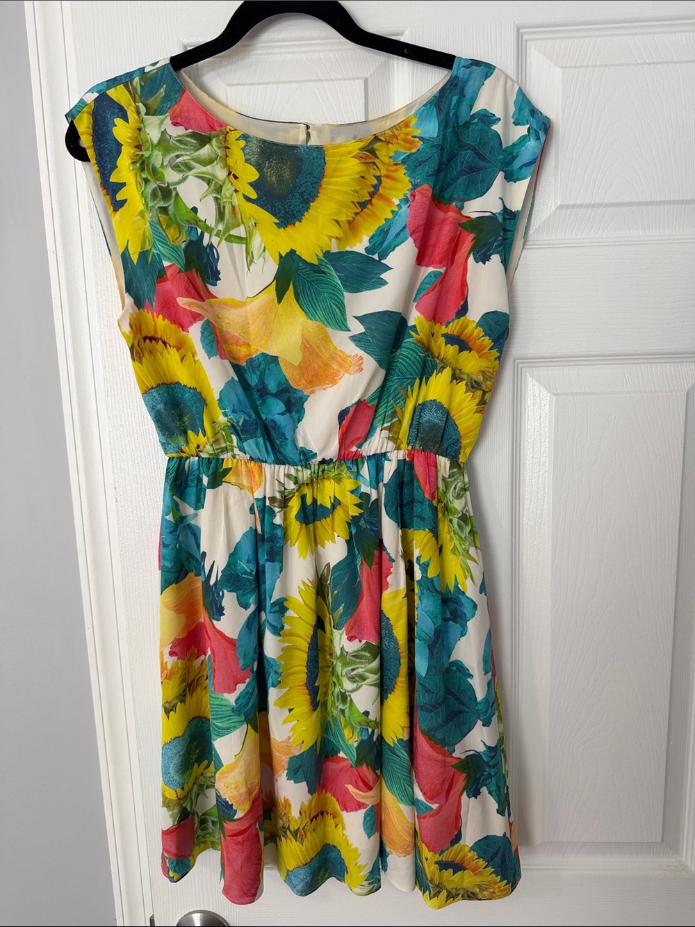 Alice+Olivia silk sunflower floral print dress